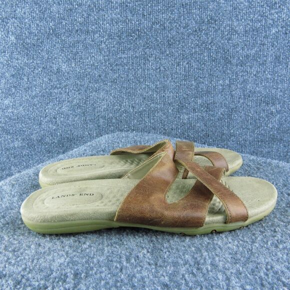 Lands' End Women Slide Sandal Shoes‎ Size 7 Medium Brown Leather - Picture 4 of 9